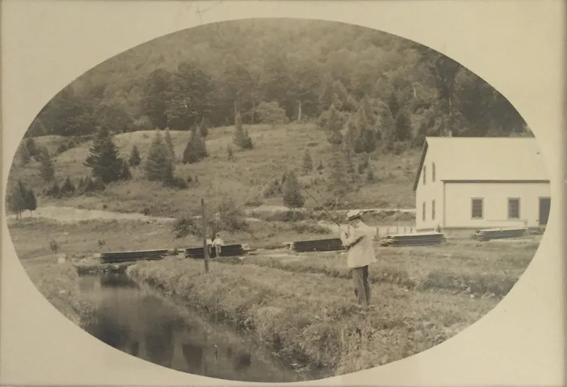 Silas Griffith at his fish hatchery, South End